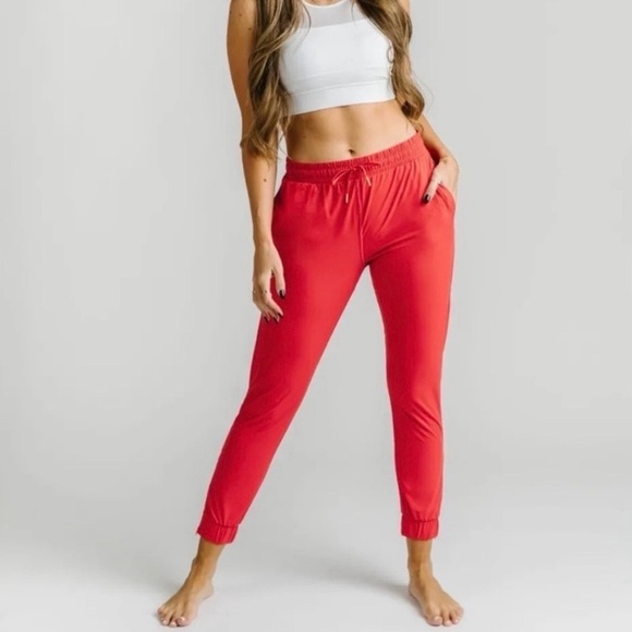 ZYIA Pants - Zyia Active Red Everywhere Zipper Joggers